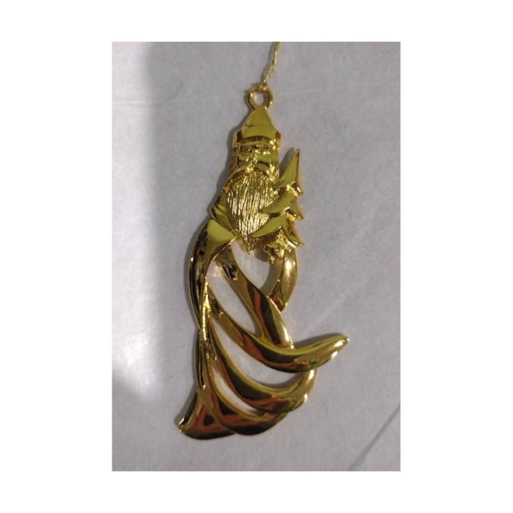 Vintage Wallace Silversmiths 24K Gold Finish Santa Ornaments